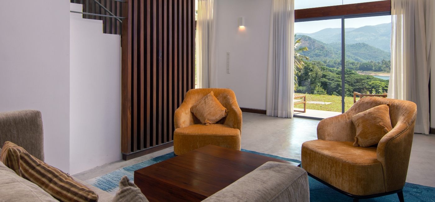 Sunrise Ridge Villa Living Room with view of the mountains